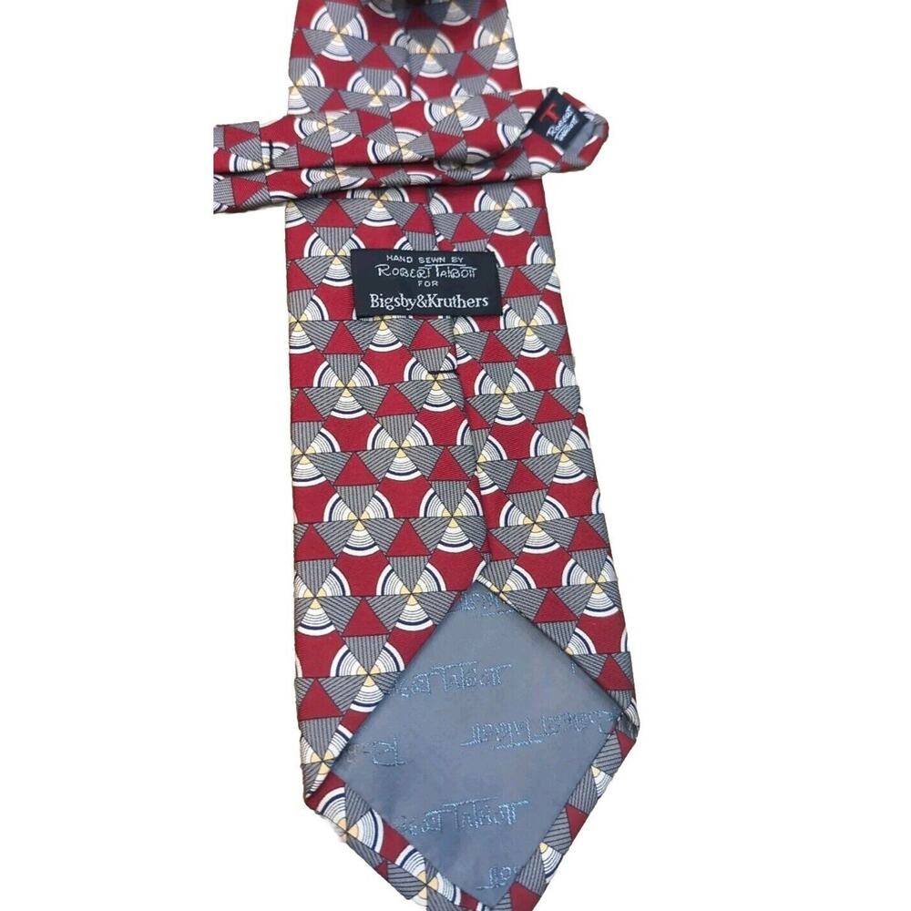 Robert Talbott Hand Sewn Mens Silk Tie Red, Gray&Gold 59 " X 3.75" - Picture 3 of 5